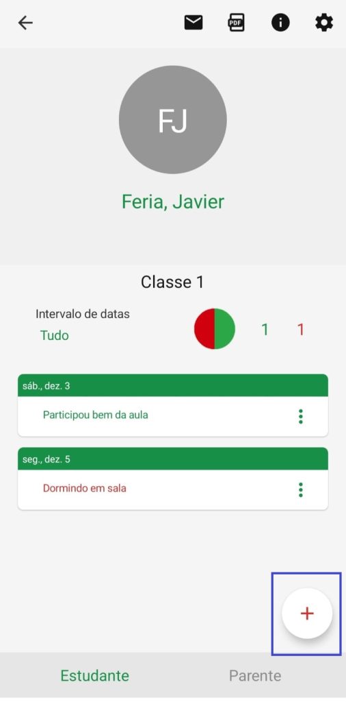 como adicionar notas de comportamento dos estudantes passo 2