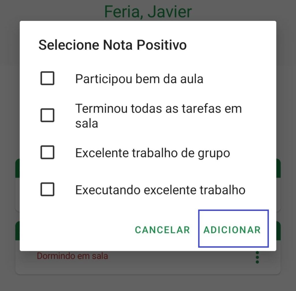 como adicionar notas de comportamento dos estudantes passo 4