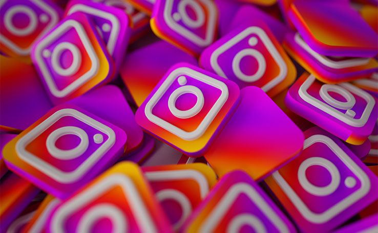 vários ícones do Instagram em 3d