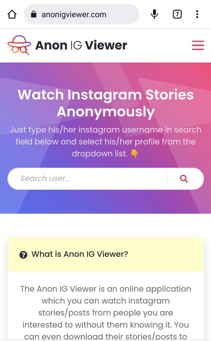 instagram stories anonimo