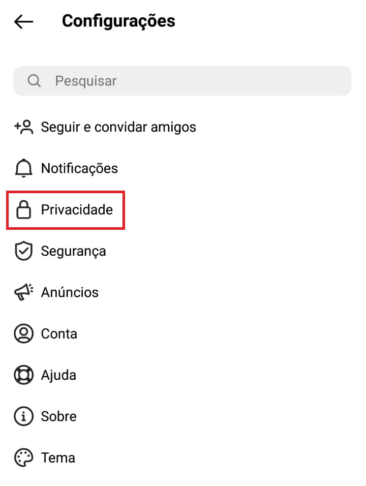 como esconder stories do instagram de usuários passo 2