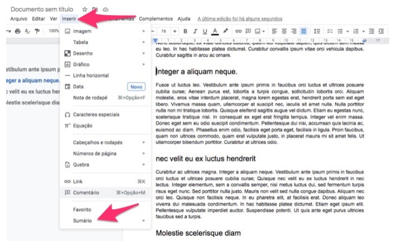 Google Docs: como criar um índice com hiperlink