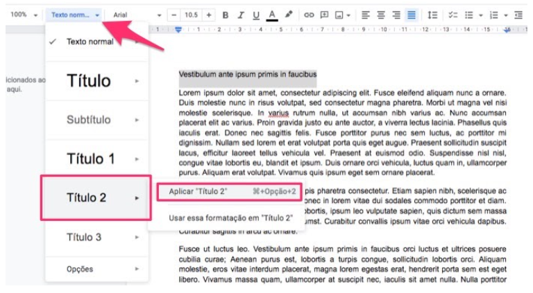 Google Docs: como criar um índice com hiperlink