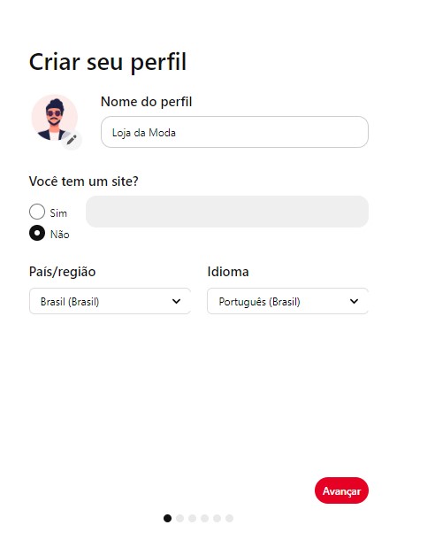 como criar uma conta business no Pinterest passo 2.1