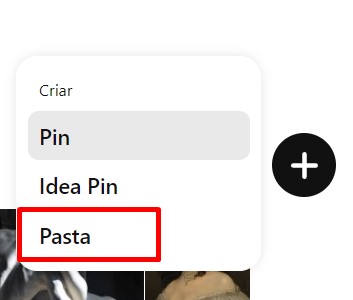 como criar uma pasta no Pinterest passo 2