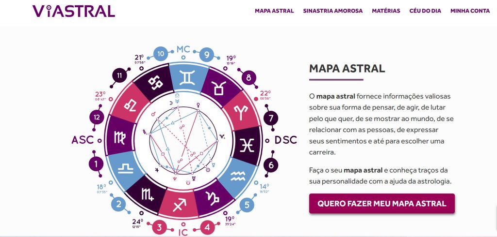 ViAstral, site para fazer mapa astral