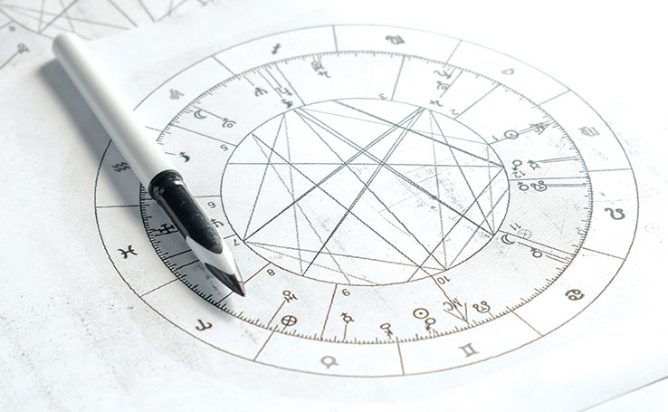 desenho de mapa astral em folha branca com caneta