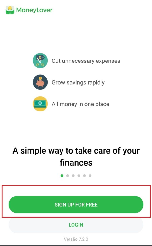 Money Lover como controlar seus gastos mensais com o aplicativo passo 1.1