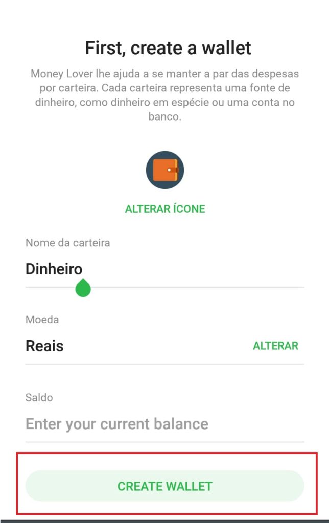 Money Lover como controlar seus gastos mensais com o aplicativo passo 4