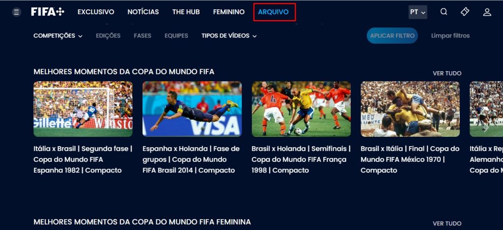 site fifa+ categoria arquivo da história do futebol