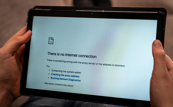 tablet sem conexão com a internet