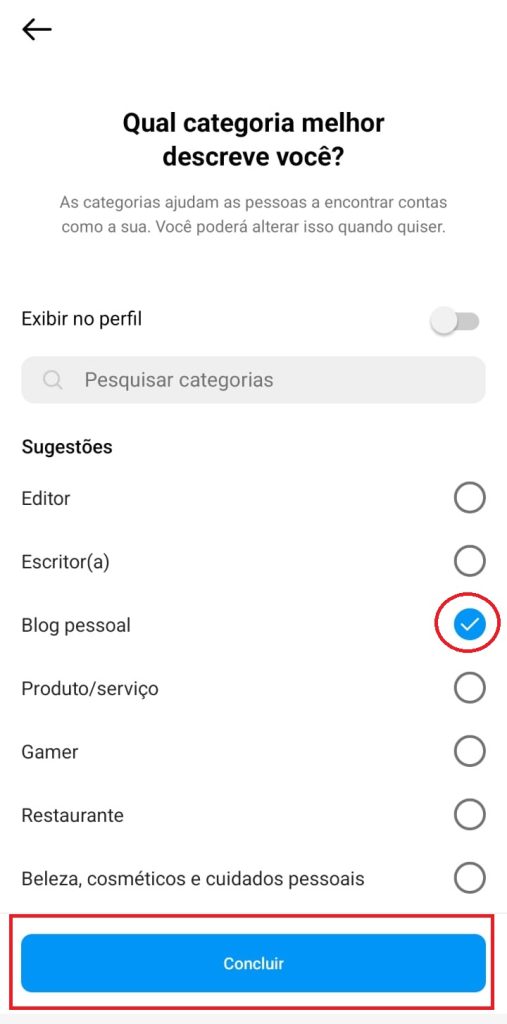 Saiba como colocar Blog Pessoal no Instagram passo 4