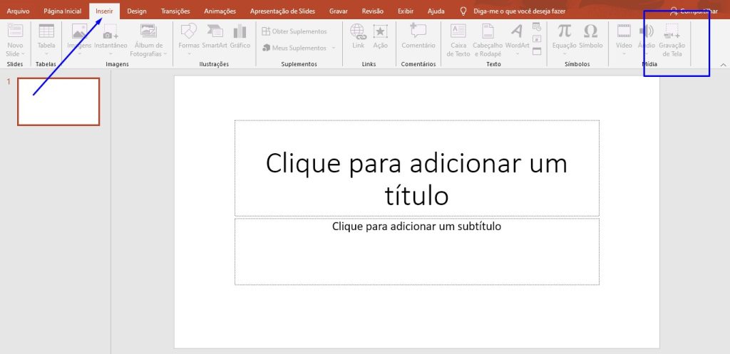 como gravar a tela do pc powerpoint passo 3