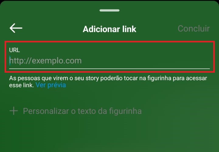 como postar o link do Whatsapp nos Stories do Instagram passo 5