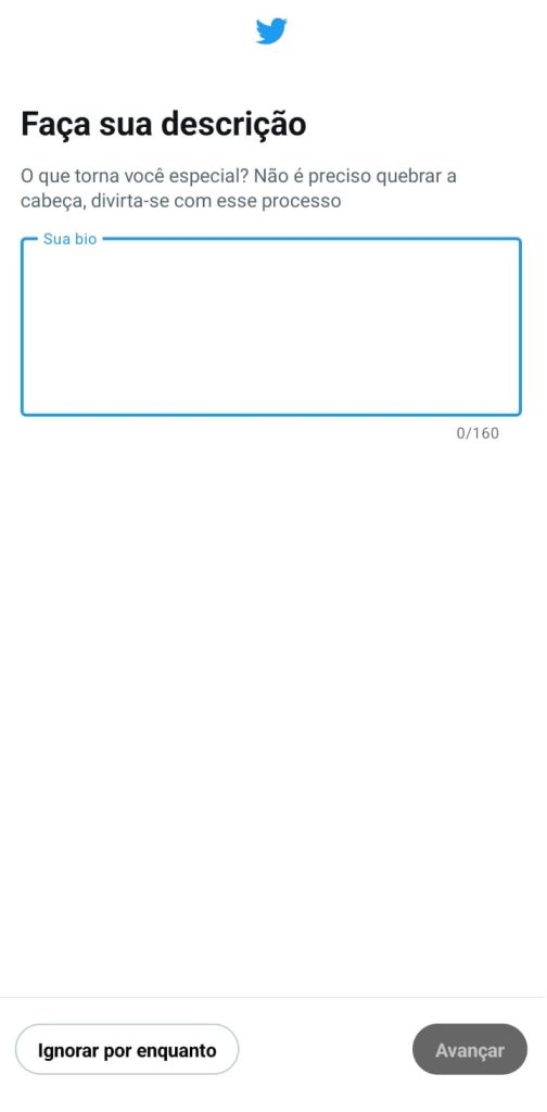 como criar uma conta no Twitter passo 9