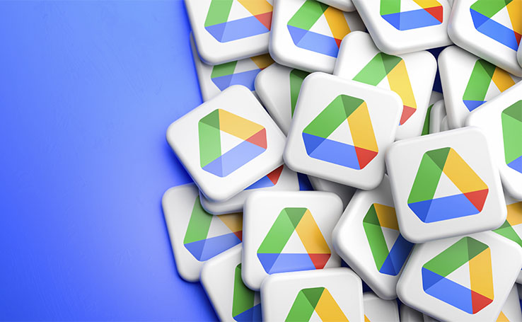 vários logotipos do Google Drive em 3D