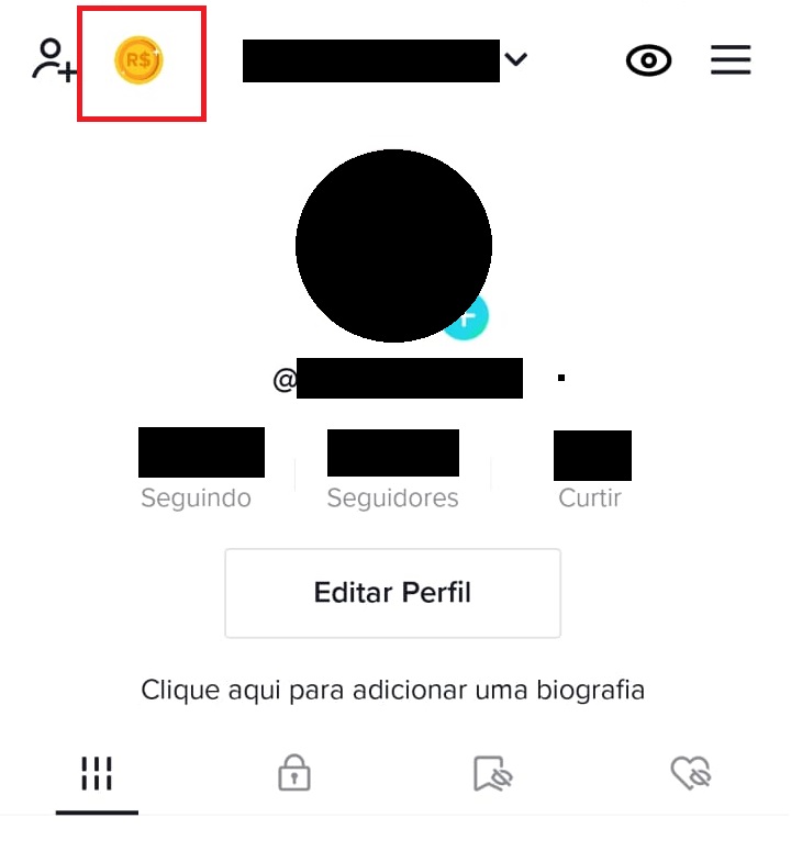 Como transferir dinheiro do TikTok para o PicPay passo 1