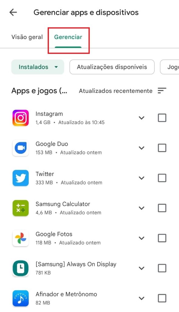 como ver apps desinstalados no Android passo 2