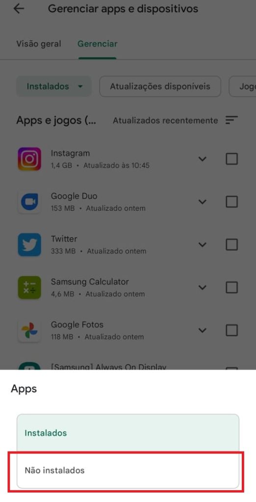 BIBLIOTECA DE APLICATIVOS DESINSTALADOS NO ANDROID 