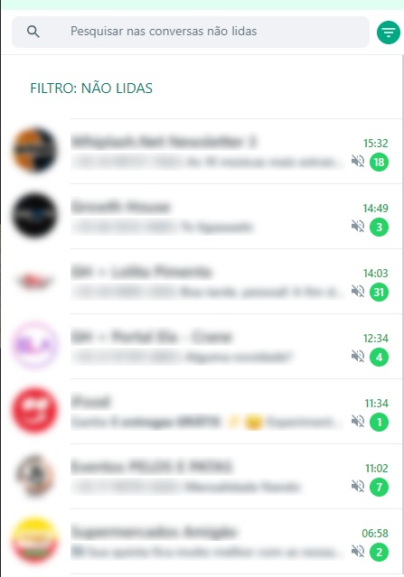 Como usar o filtro de conversas no WhatsApp Business Web passo 3