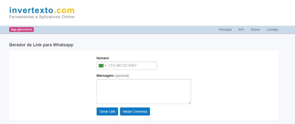 como gerar link para o WhatsApp com o Invertexto