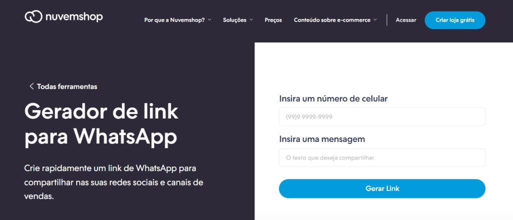 como gerar link para o WhatsApp com o Nuvemshop