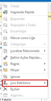 Como bloquear e-mails no Outlook app passo 3