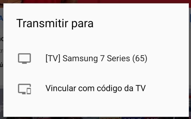 como conectar o YouTube do celular na TV passo 3