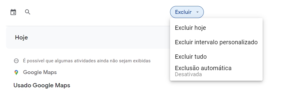 como excluir o histórico do Google Maps pela web passo 4