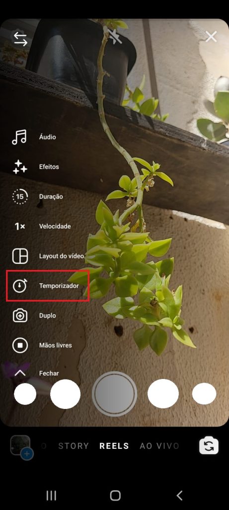 Como fazer vídeo em câmera lenta no Instagram timer passo 1