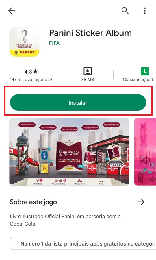 como baixar o app do Álbum da Copa 2022 passo 1