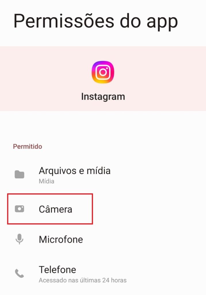 como ativar a câmera do Instagram passo 4