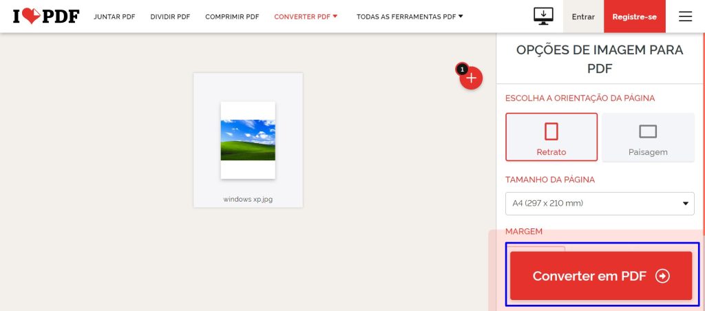 como converter imagem em PDF passo 4