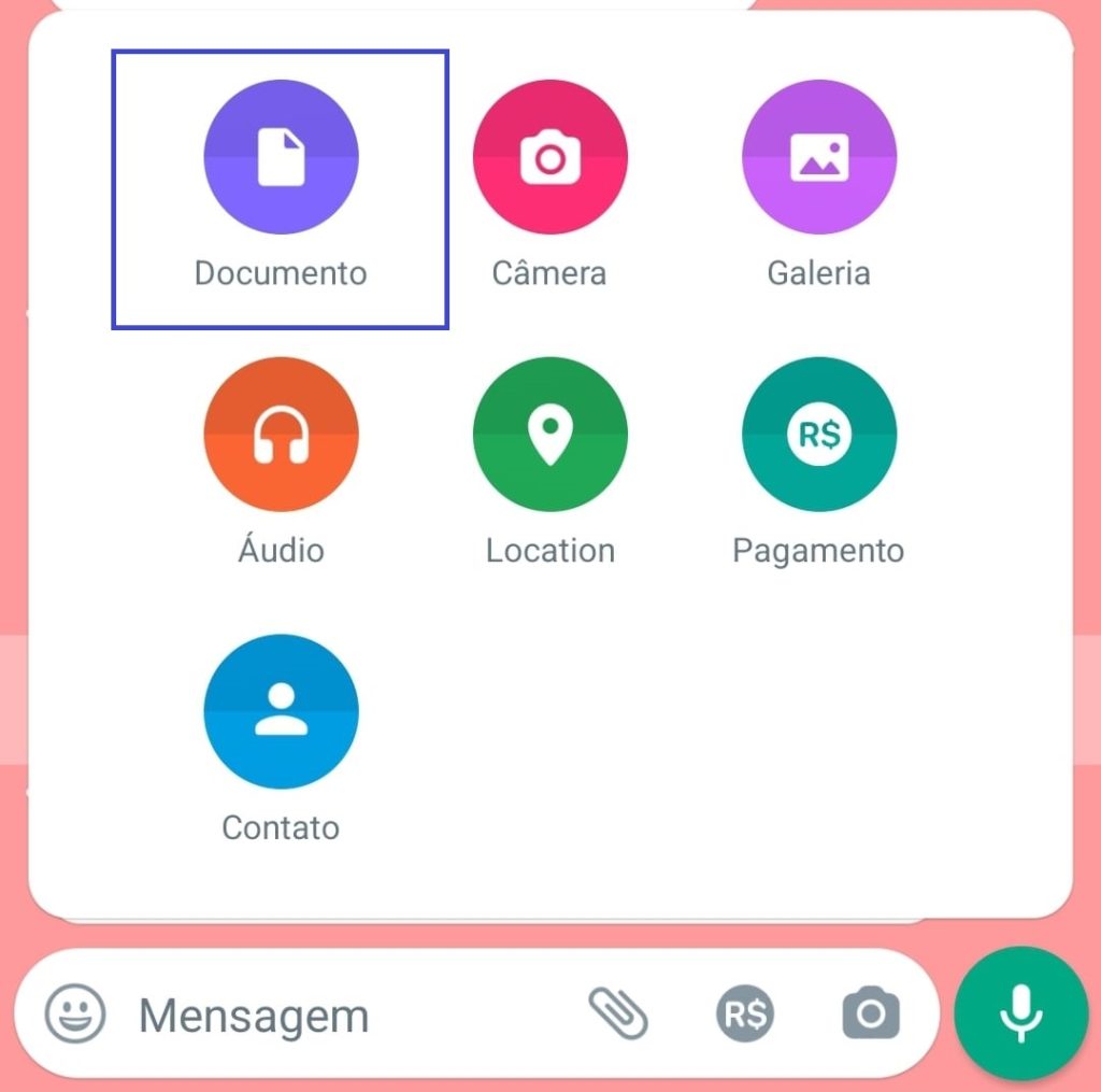 como enviar foto em PDF pelo WhatsApp no Android passo 4