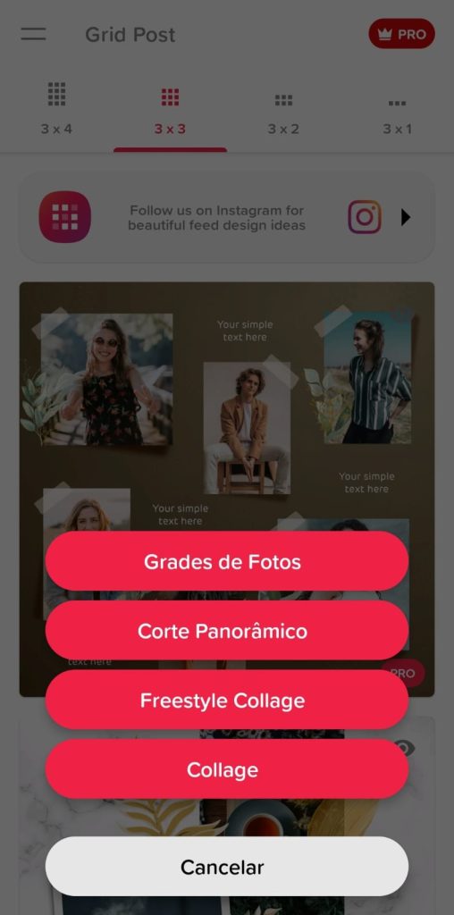 como cortar com o Grid Post passo 1