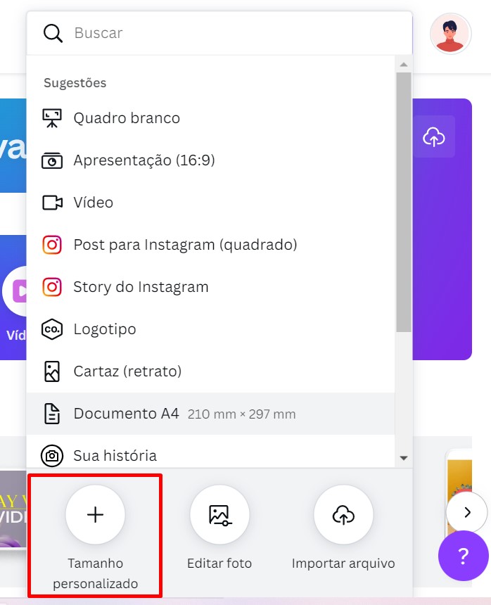 como fazer carrossel para o Instagram no Canva passo 1