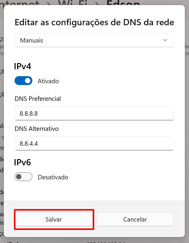 como usar o DNS público do Google pelo Windows passo 7