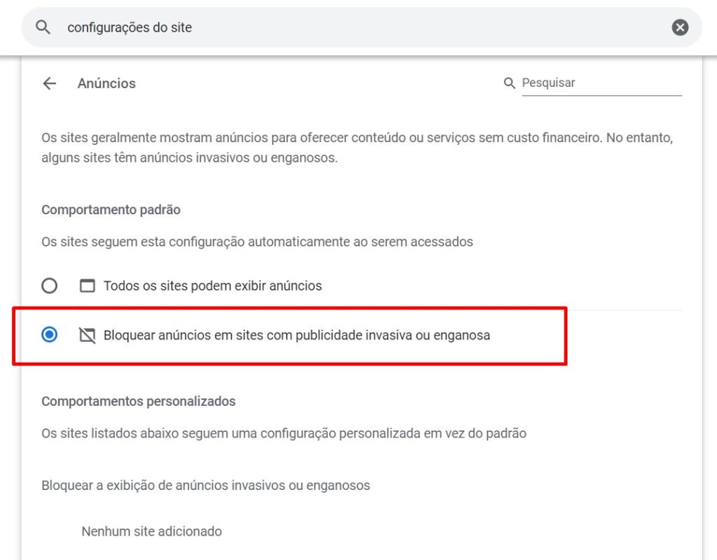 como bloquear propagandas no Google Chrome passo 3