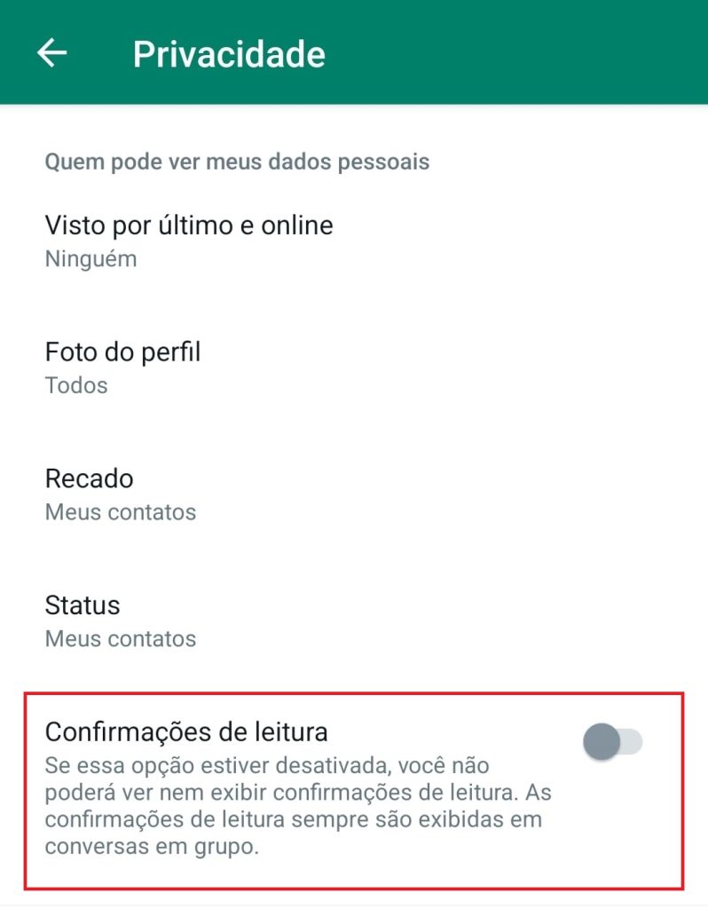 como tirar a confirmação de leitura passo 5