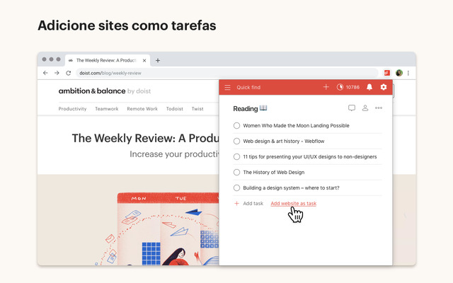 Todoist, extensão de produtividade para usar no Chrome.