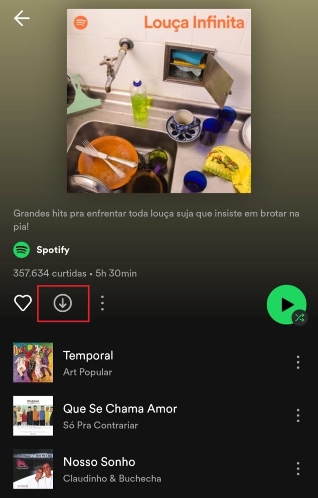 como baixar uma playlist no celular passo 2