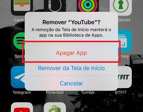 como excluir aplicativos do celular iOs passo 5