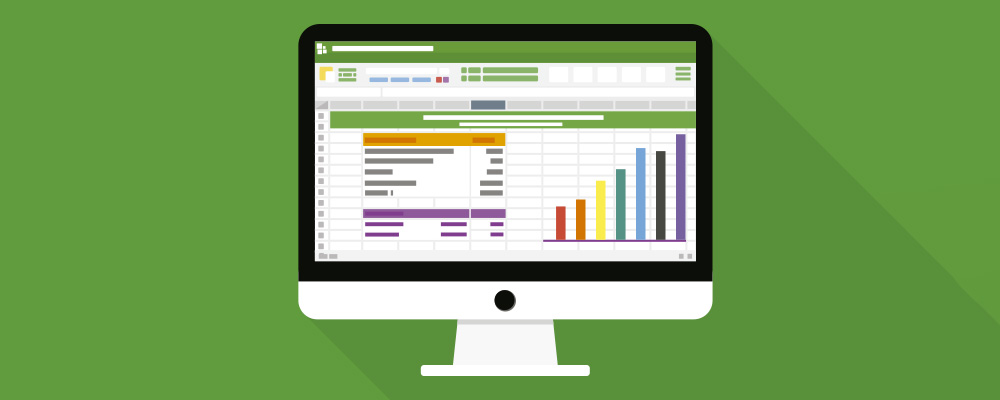 Gráfico de colunas em uma planilha do Excel.