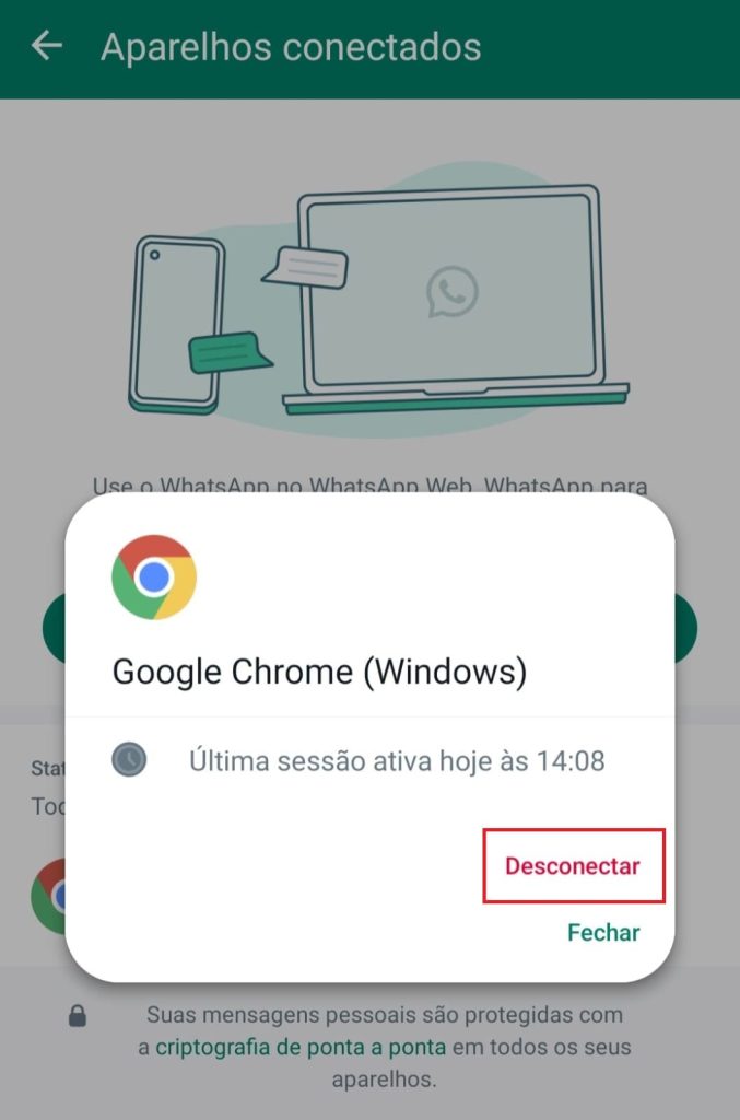 como verificar o uso do WhatsApp Web passo 3