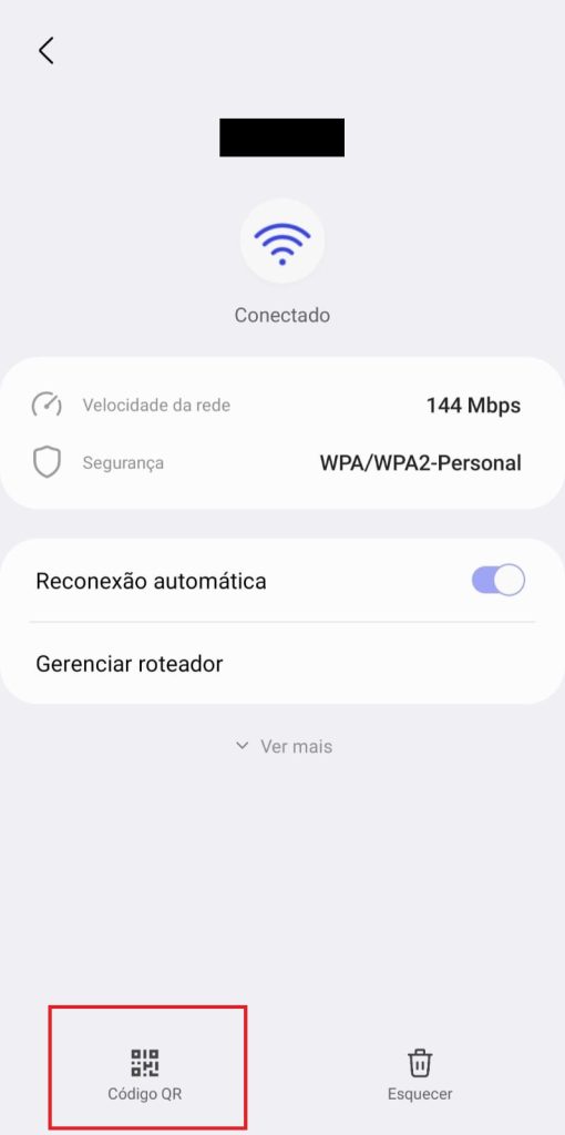 como gerar o código do wifi pelo Android passo 5