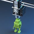 impressora 3D imprimindo um robô