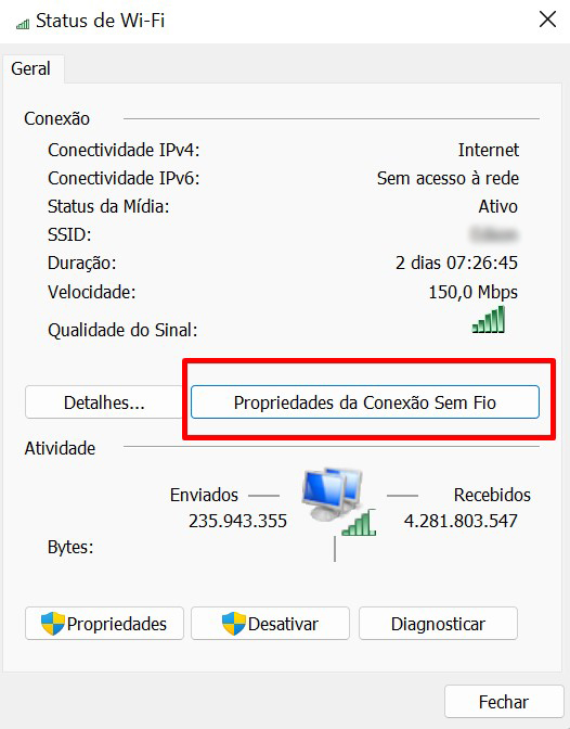 como recuperar a senha do Wifi pelo Windows 11 passo 4.1