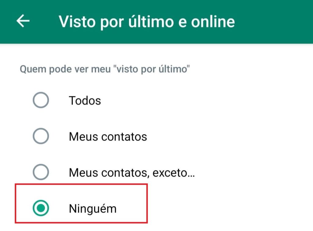 como esconder o status online no WhatsApp passo 4