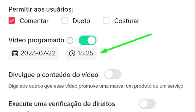 como agendar um post no TikTok passo 6