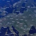 continente visto de longe com os nomes dos países pelo Google Earth